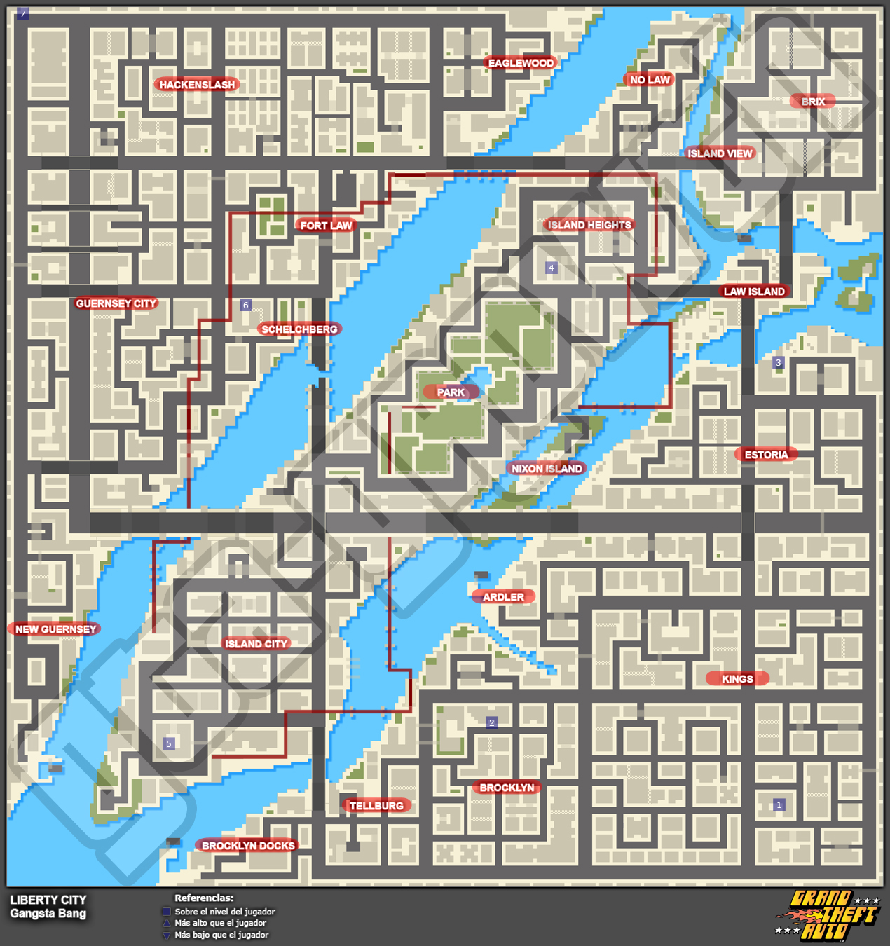 Mapa de Freness asesinos > Liberty City > Gangsta Bang