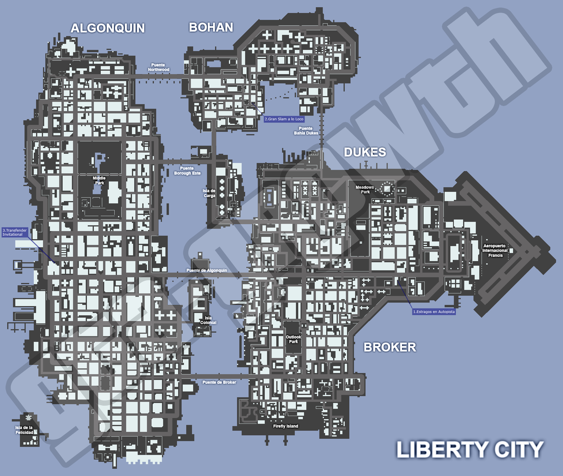 Mapa de Circuito de carreras de Liberty City